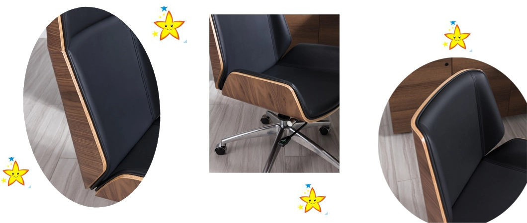 Black Genuine Leather PU High Back Swivel Luxury Design Abjustable Height Furniture Office Boss Manager Chair
